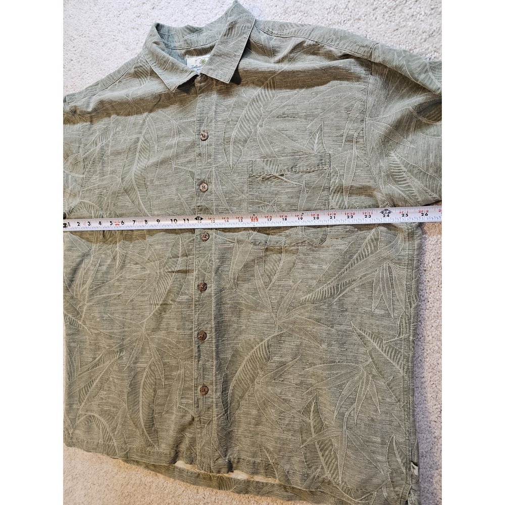 Island Shores Washable Silk Hawaiian Shirt Mens XXL Green Resort Wear Aloha - Picture 7 of 10